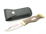 Vtg '70s Explorer Steer J390 Seki Japan 5.12" Wood Lockback Folding Hunter Knife