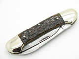 Vtg 1986 Bulldog Brand Solingen Tobacco Canoe Folding Pocket Knife Jigged Bone