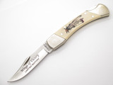 Vintage Schrade USA Limited Scrimshaw P51 Mustang LB7 Folding Hunter Knife