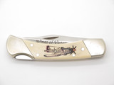 Vintage Schrade USA Limited Scrimshaw P51 Mustang LB7 Folding Hunter Knife