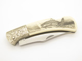 Vtg Explorer G Sakai Seki Japan Fish Scrimshaw 3.9 Folding Lockback Pocket Knife