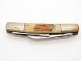 Vtg '80s Frost Cutlery Seki Japan Tobacco Congress II Stag Folding Knife 4 Blade