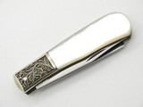 Vtg 1982 Christmas Parker Seki Japan Scrolled Pearl Trapper Folding Knife