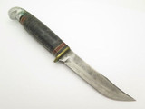 Vtg c. 1930s Western Boulder L66 Stacked Leather Fixed Blade Hunting Knife