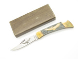 Vintage 1980s Seki Japan 4.25" Brass Eagle Handle Folding Lockback Pocket Knife