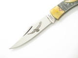 Vintage 1980s Seki Japan 4.25" Brass Eagle Handle Folding Lockback Pocket Knife