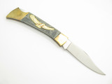 Vintage 1980s Seki Japan 4.25" Brass Eagle Handle Folding Lockback Pocket Knife