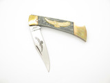 Vintage 1980s Seki Japan 4.25" Brass Eagle Handle Folding Lockback Pocket Knife