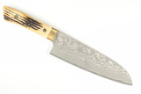Takeshi Saji Japan Stag Bone Santoku 180 Japanese Damascus Kitchen Cutlery Knife