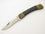 Vintage 1980s (Klein) Seki Japan 4.87" Brass/Wood Lockback Folding Hunter Knife