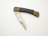 Vintage 1980s (Klein) Seki Japan 4.87" Brass/Wood Lockback Folding Hunter Knife