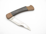 Vintage 1980s Klein 44037 Seki Japan 5" Brass/Wood Lockback Folding Hunter Knife
