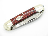 Vtg 1986 Bulldog Brand Tobacco Canoe Folding Pocket Knife Red Glitter