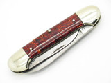 Vtg 1986 Bulldog Brand Tobacco Canoe Folding Pocket Knife Red Glitter