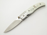 Vtg Browning 719 Seki Japan White G10 Abalone Folding Linerlock Pocket Knife