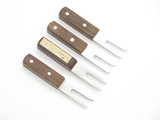 4 Vintage Mid Century Danish Modern Wood Handle Corn Cob Holders Forks