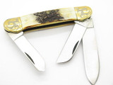 '80 Case XX 5394 Canoe Large 3 Blade Stag Folding Pocket Knife Gold Scroll