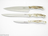 Buck 0930EKS3 930 Elk Stag Antler Kitchen 3 Knife Cutlery Set Chef Slicer Paring