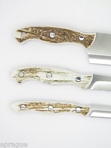 Buck 0930EKS3 930 Elk Stag Antler Kitchen 3 Knife Cutlery Set Chef Slicer Paring