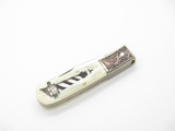 Vintage 1980s Seki Japan Cape Hatteras Lighthouse Scrimshaw Folding Pocket Knife