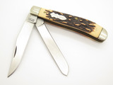 Vtg '80s Schrade USA 285UH Trapper Uncle Henry Folding 2 Blade Pocket Jack Knife