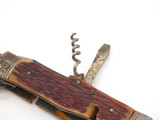 Vintage 1950s PIC Japan Bone Handle 4.62" Camping Multi Tool Hobo Camp Knife