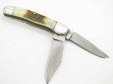 Vtg Parker Edwards Jacksonville Damascus Stag 2 Blade Folding Pocket Knife