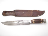 Vintage Kronenkrebs Solingen Germany Stag Fixed 10.2" Blade Bowie Hunting Knife