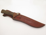 Vintage Japan Large 13" Japanese Fixed Blade Knife & IC Cut Leather Sheath