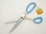 Vintage Japan Blue/White Japanese Stainless 7.87" OA Cloth Dressmaker Scissors