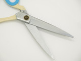 Vintage Japan Blue/White Japanese Stainless 7.87" OA Cloth Dressmaker Scissors