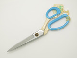 Vintage Japan Blue/White Japanese Stainless 7.87" OA Cloth Dressmaker Scissors