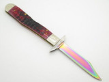 Case XX 6111 1/2 Cheetah Spectrum Rainbow Scroll Swing Guard Folding Knife