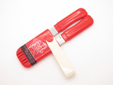 Vintage 1980s Alpha Seki Japan 6.75" Compact Red Camping Can Opener Fixed Knife