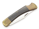 Vintage 1980s Klein 44037 Seki Japan 5" Brass Wood Lockback Folding Hunter Knife