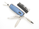 Gerber Fit Flashight 4" Blue Screwdriver Multi Tool Folding Knife