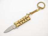 Vintage 1980s Seki Japan Mini 2.25" Brass Kechain Handle Folding Balisong Butterfly Knife