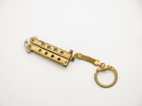 Vintage 1980s Seki Japan Mini 2.25" Brass Kechain Handle Folding Balisong Butterfly Knife