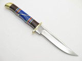 Vintage Custom Doris Yazzi Navajo Turquoise Inlay Fixed Blade Knife & Sheath