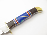 Vintage Custom Doris Yazzi Navajo Turquoise Inlay Fixed Blade Knife & Sheath