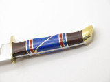 Vintage Custom Doris Yazzi Navajo Turquoise Inlay Fixed Blade Knife & Sheath