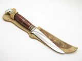 Boker USA Tree Brand 155-5 Fixed Blade Hunting Knife & Leather Sheath