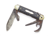 Vintage 1945-1955 Hammer Brand USA 3.75" Folding Multi Tool Camp Pocket Knife