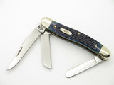 2001 Case XX 6318 Stockman Blue Jigged Bone Folding Pocket Knife Near Mint