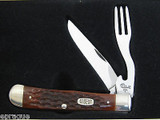 1999 Case XX 6254 Brown Bone Hobo Trapper Folding Pocket Knife With Tin