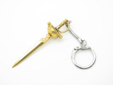 Vintage Japanese Miniature 3" Mini Gold Keychain Fixed Knife Sword