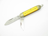 Vintage 1960s Seki Japan Yellow Handle 3.56" Two Blade Folding Pocket Jack Knife