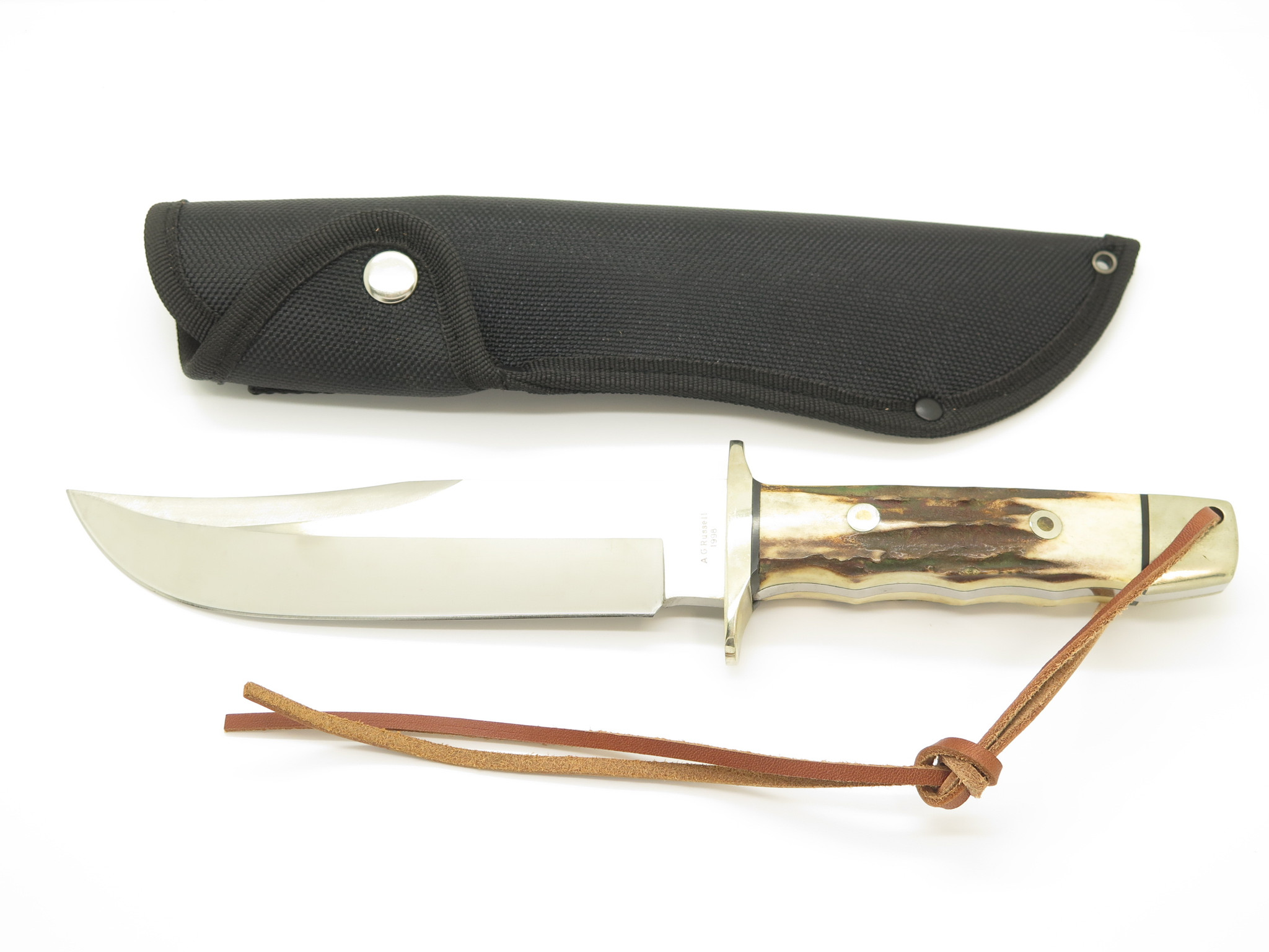 Vintage A G Russell Tak Fukuta Seki Japan Stag Fixed Bowie Hunting