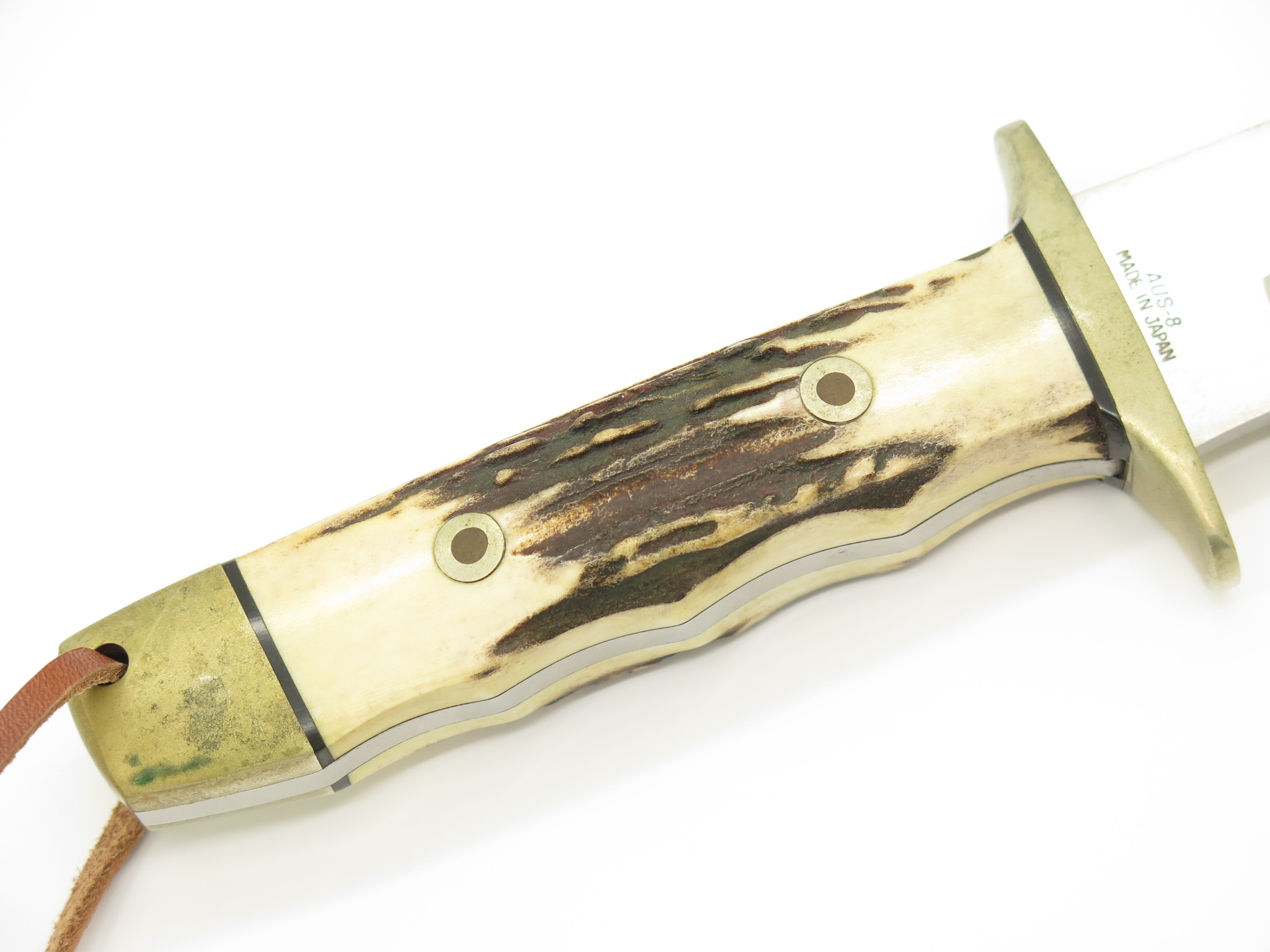Vintage A G Russell Tak Fukuta Seki Japan Stag Fixed Bowie Hunting