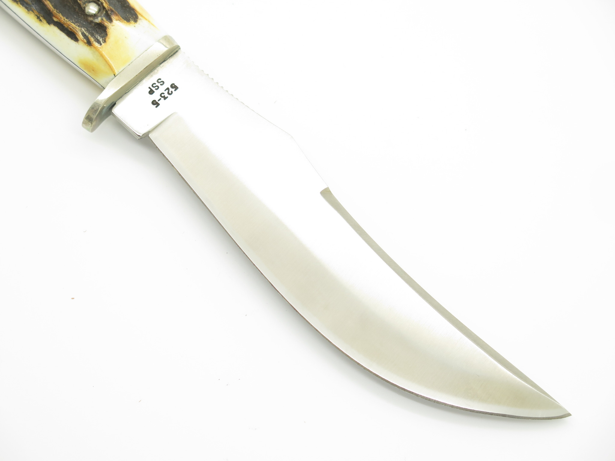 Vintage 1977 Case XX 523-5 SSP Blue Scroll Stag Fixed 4.8